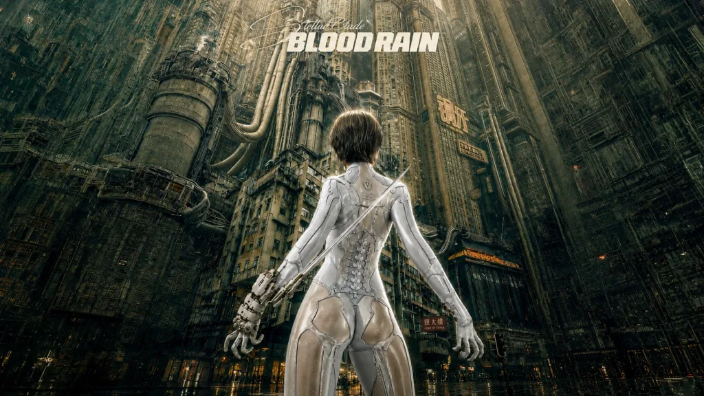 stellar blade blood rain city